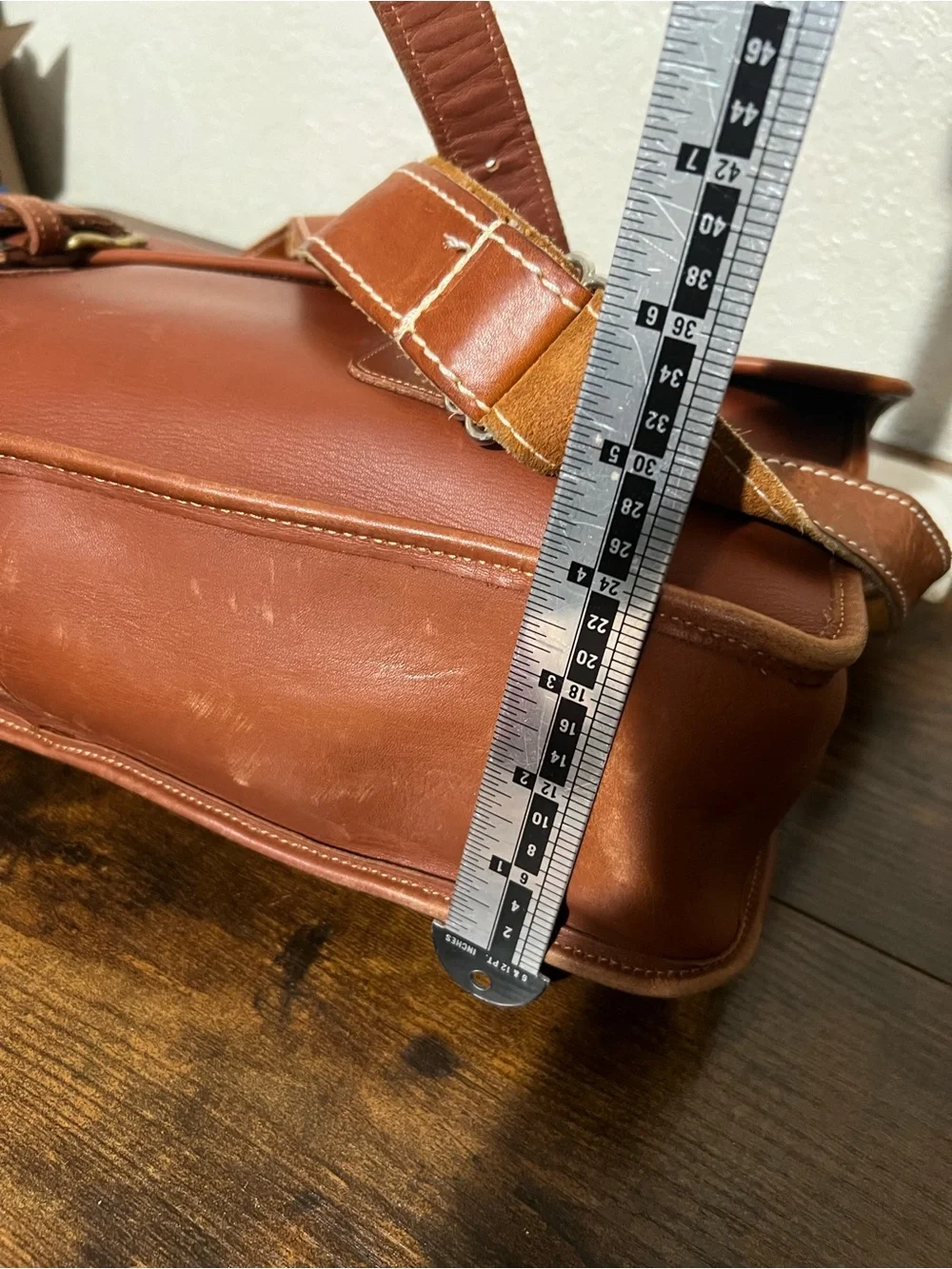 Men's Tan Leather Briefcase with Adjustable Strap